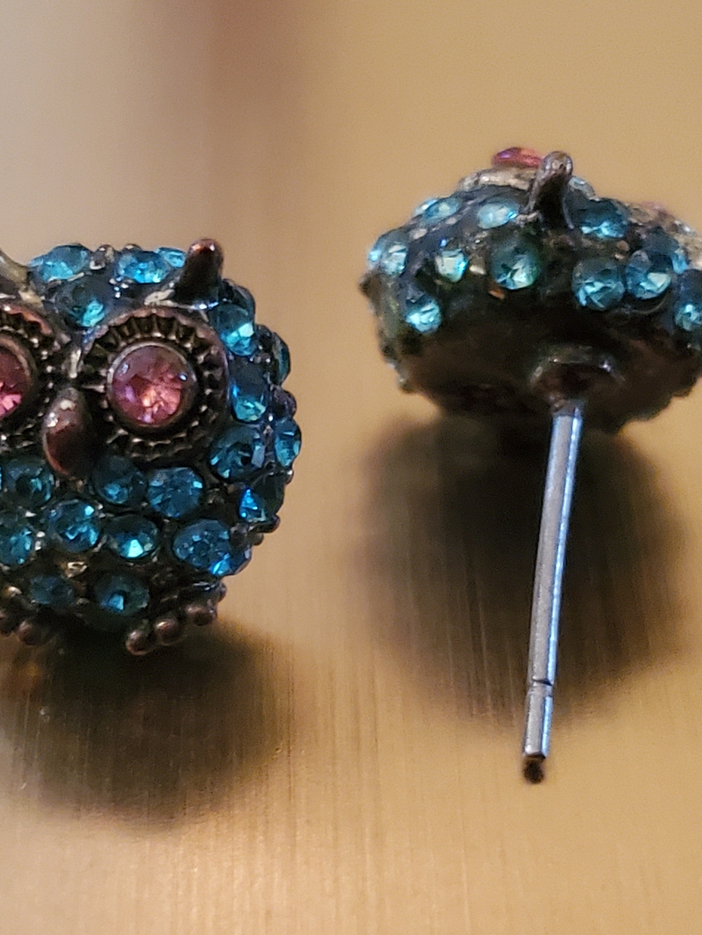 Blue Crystal Owl Stud Earrings - Fashion Jewelry